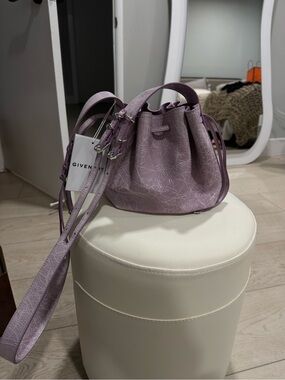 Givenchy Lavender Textured Leather Mini Bucket Bag